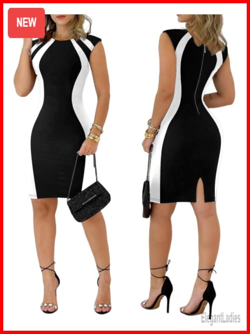 Womens Colorblock Bodycon Sleeveless Mini Dress Cocktail Party Bodycon Dress